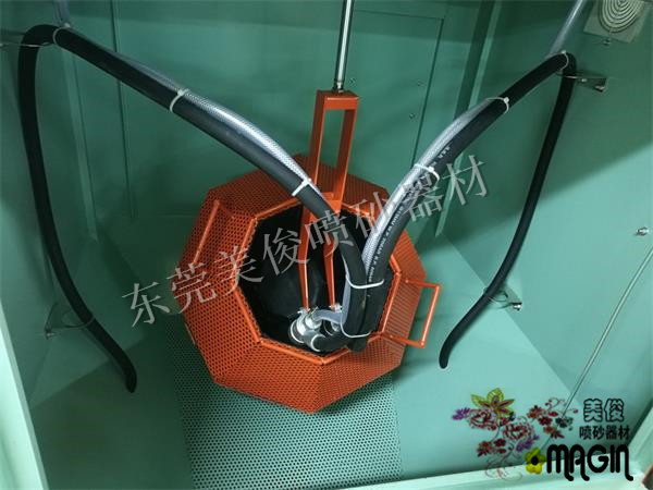雙槍噴砂機，滾藍式噴砂機，自動噴砂機，毛邊噴砂機